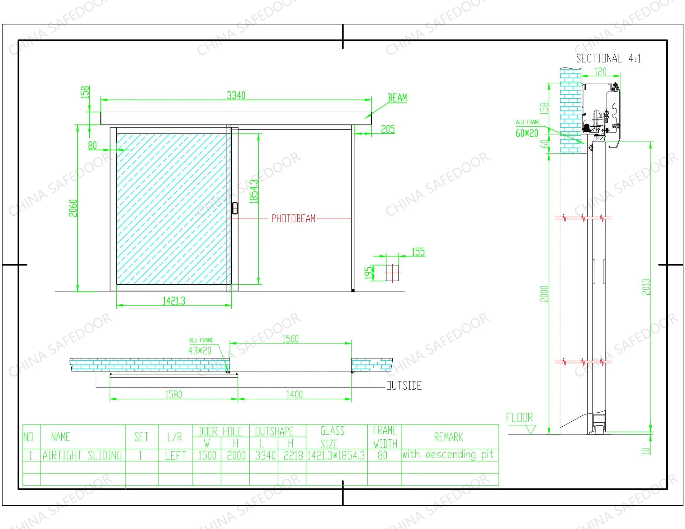 DRAWING-FULL GLASS AIRTIGHT SLIDINBG DOOR 【LEFT 1500x2000】_00